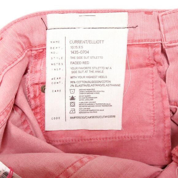 Current/Elliott The Side Slit Stiletto Jeans in Faded Red (Pink) Sz 24 NWT $208 - Picture 11 of 11